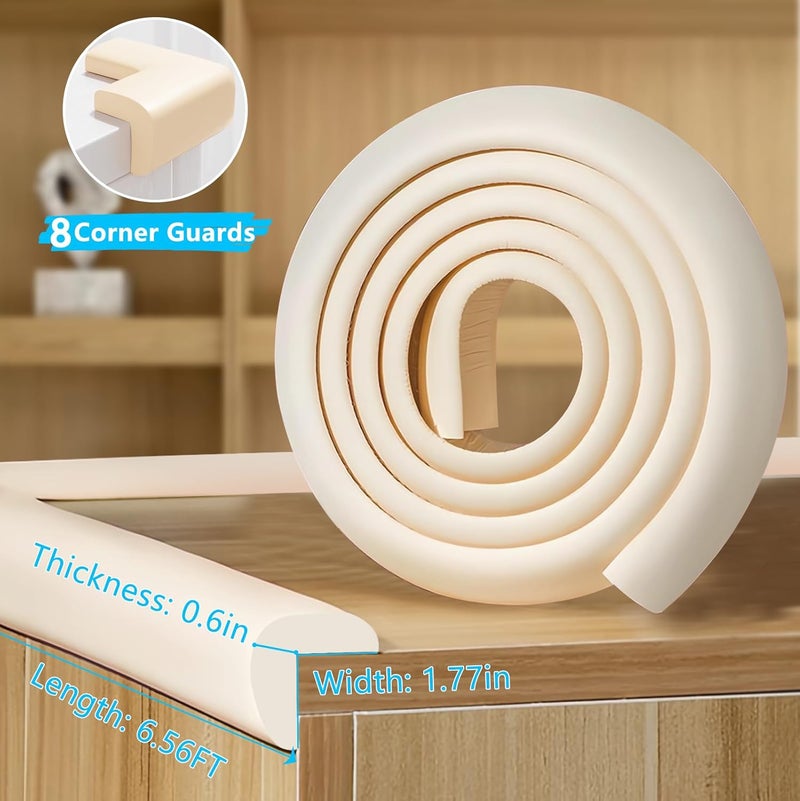 ZOMPAGO Baby Proofing Edge Corner Protector,1Roll L-Shape Soft Cabinet Door Bumper Corner Strip,8 Furniture Safety Bumper Corner Guards,Wall Protector,Self Adhesive,for Nursery,Kitchen,Fireplace,Table - Image 2